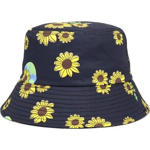 Summer Flower Bucket Hat for Women Cotton Beach Sun Hats Femme Floral Panama Fisherman Hat 2021