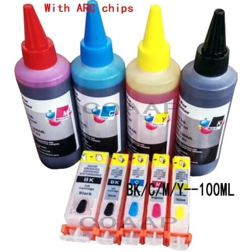 5x Refillable PGI 520 CLI 521 ink cartridge for CANON IP3600 IP3680 IP4600 IP4680 IP4760 printer, with 400ML Dye inks