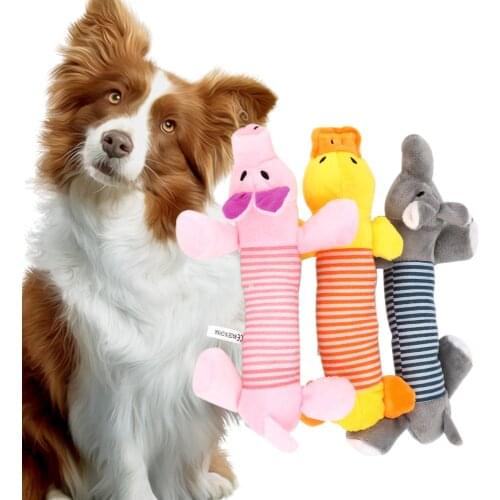 Squeak Chew Dog Toys Sound Dolls Dog Cat Fleece Pet Funny Plush Toys Elephant Duck Pig Fit for All Pets Durability Pet Supplies