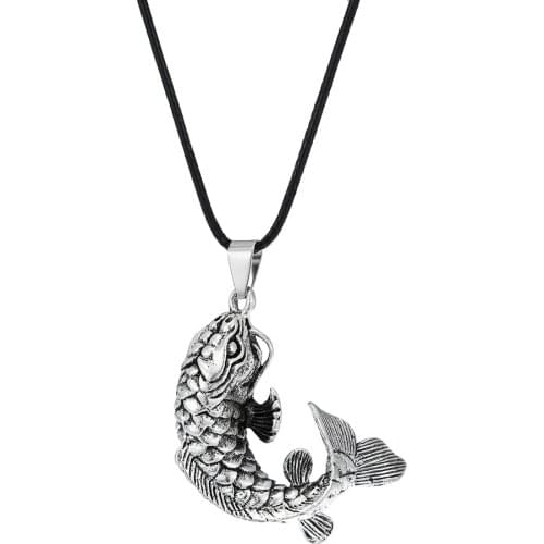 Factory Direct Sales Carp Has Leaped Through The Dragons Gate 3D Fish Pendant Necklaces Unisex Jewelry Gifts Rope Chain Gothic