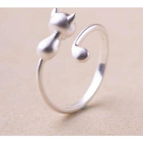 2017 Silver Plated Cat Rings For Women Jewelry Beautiful Finger Adjustable Open Rings For Party Birthday Gift