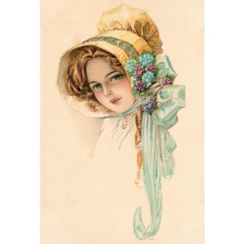 Lady with headscarf Needlework,Cross stitch kits Stylish for Embroidery,14CT White canvas DIY Handmade Decorative paintings