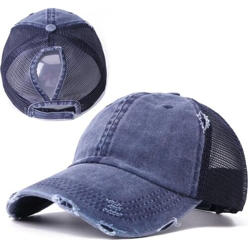 Mesh Baseball Caps Spring Autumn Hats For Women And Men Cotton Adult Caps Snapback Hole Ponytail Baseball Cap Outdoor Sports Hat