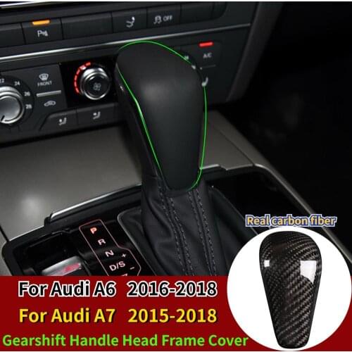 Car styling For Audi A6 2016-2018 For Audi A7 2015-2018 Real Carbon Fiber Gearshift Handle Head Frame Cover Car Accessories