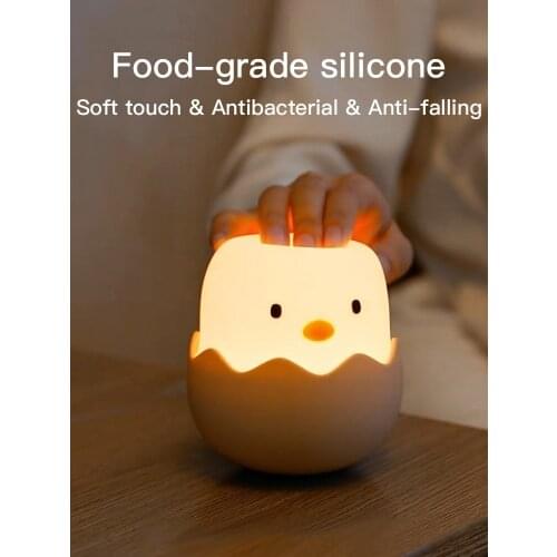 ZK20 Led Night Light For Chick Eggshell Kids Soft Silicone USB Rechargeable Decoration Bedroom Touch Night Lamp Birthday Gift