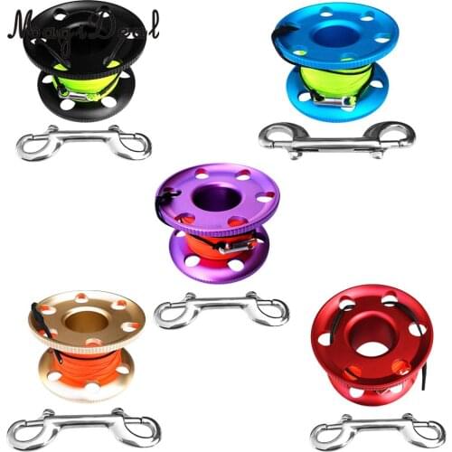 MagiDeal Unique Scuba Diving Aluminum Alloy Finger Spool Reel With 30m Line Bolt Snap Swimming Dive Equipment 5 Colors Option