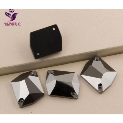 YANRUO Jet Hematite 3265 Cosmic Flat Back Rhinestones Sewing Crystals Sew On Stones Rhinestone Crystal Beads