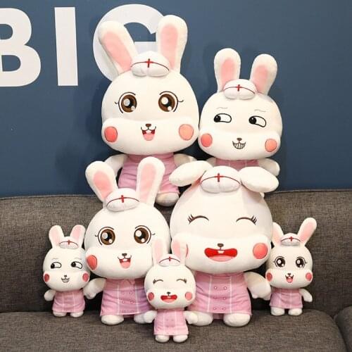 Funny Nurse Rabbit Plush Toy Soft Stuffed Cartoon Animal Pink Bunny Doll Birthday Christmas Gift For Children Home Decor