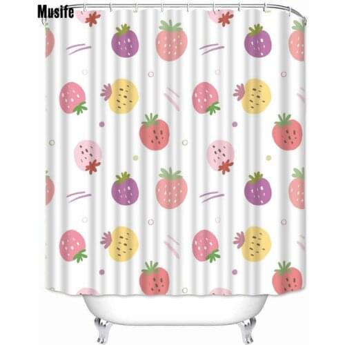 Musife Custom High Quality Strawberry Shower Curtain Waterproof Bathroom Polyester Fabric Bathroom Curtain