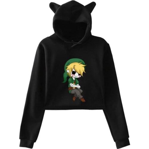 Personality unique horror atmosphere of black humor Creepypasta oversize hoodie cat ears Women Hoodie Sweatshirt Sexy clothes