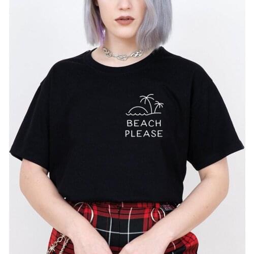 Beach Please Vacation Harajuku Woman T Shirts Green Tops For Women Streetwear Clothes Girls Holiday Shirts Dropshipping Tshirt