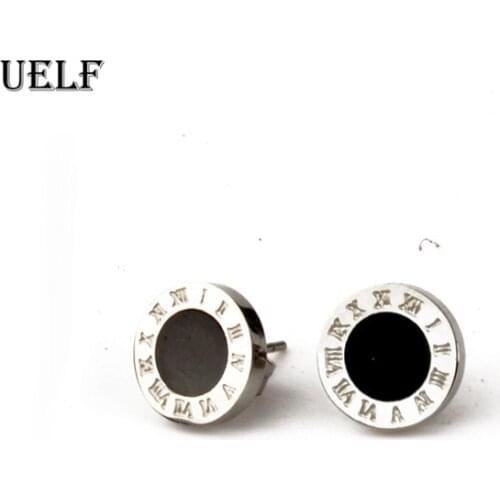 Uelf Korean Simple Statement Earrings Stainless Steel Stud Earrings For Women Vintage Roman Numeral Small Earing 2019 Jewelry