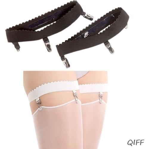Womens Elastic Anti Slip Leg Garter Belt Thigh High Stocking Suspender with Clip