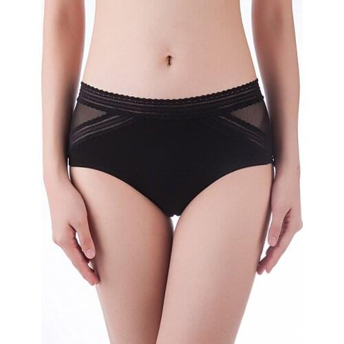 Woman Mid Waist Sexy See Through Stretching Underwear Transparent Lace Mid-rise Lingerie Women Cotton Cortch Panties Underpants
