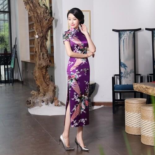 Chinese Traditional Cheongsam Dress Female Party Elegant Qipao Dress Oriental Party Split Dresses Traditional Folk Cheongsam