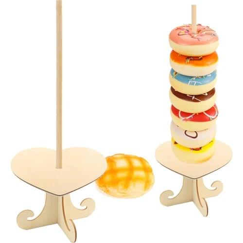 1PCS Wood Donut Stands Wooden Heart Shaped Donut Display Stands Wedding Donut Bar Holder Dessert Bar Stand Wedding Decoration