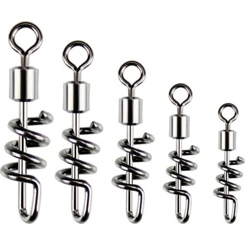 10Pcs Fishing Hooks Snap Swirl Connectors Rolling Rings Wire Leader Swivels