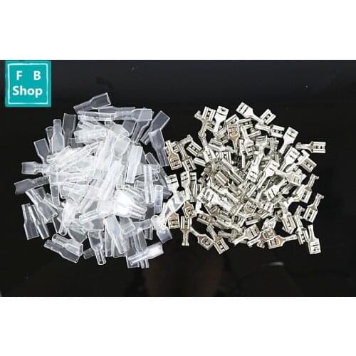 100pcs G9 6.3mm Crimp Terminal Splice Female Spade Connector Splice With Case High Quality