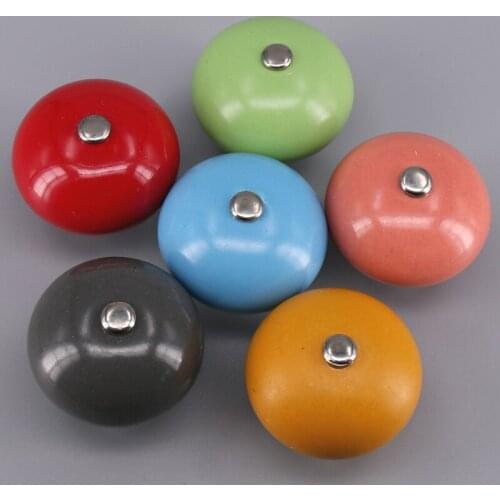 1x 40mm Euro-Style Furniture Handle Round Ball Ceramic Knobs and Handles Door Handle Cupboard Drawer Pull with Zinc Base