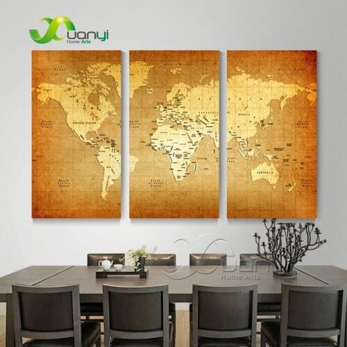 3 Panel Abstract Map Of The World Canvas Wall Art Picture Canvas Paintings Wall Decorations For Bed Room Modern Print Unframed