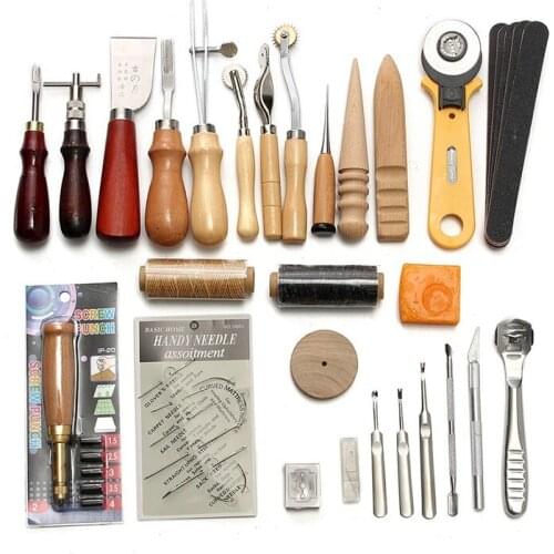 37Pcs/Set DIY Leather Tool Suit Manual Leather Punch Holder Goods Hand Sewing Leathercraft Accessories 2019NEW Professional