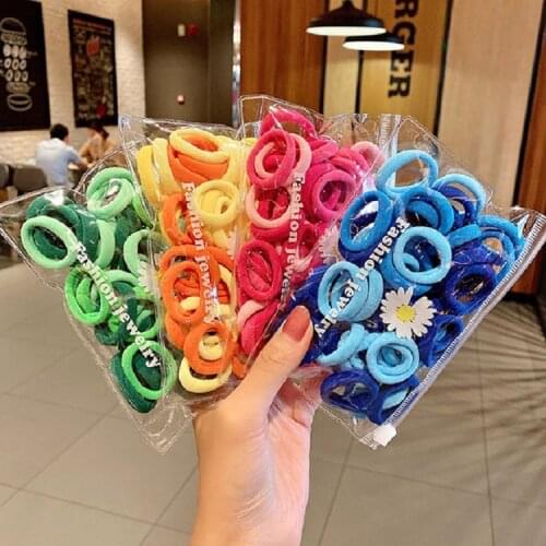 50pcs Boho Chic Candy Color Hair Rope Set Ctue Baby Ponytail Rubber Band Wholesale Bulk Hair Bands Accessories