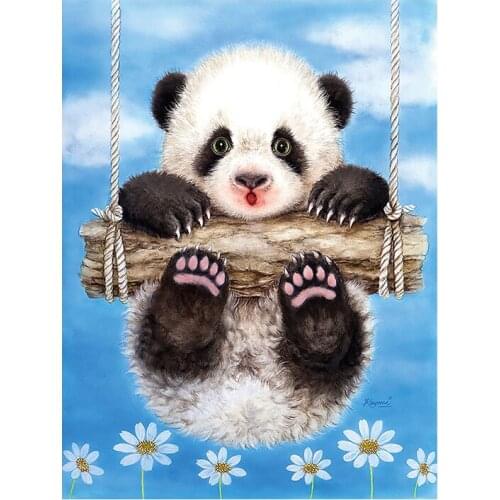 5D DIY Diamond Painting Cute Panda Swing Panda AnimalDiamond Embroidery Full Cross Stitch Rhinestone Mosaic Home Decor Handmade