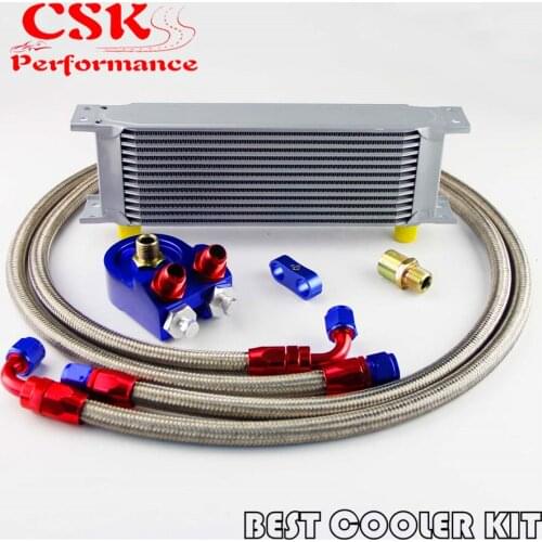 AN-8AN 13 ROW UNIVERSAL ENGINE TRANSMISSION OIL COOLER +FILTER ADAPTER AN8 KIT