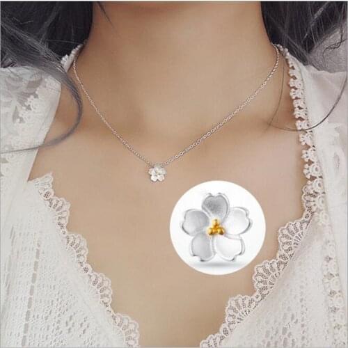 Anti-allergic New Popular 925 Sterling Silver Jewelry Fashion Romantic Aesthetic Cherry Clavicle Pendant Necklaces N026