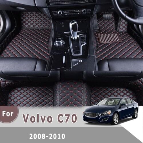 RHD Car Floor Mats For Volvo C70 2010 2009 2008 Leather Foot Pads Car Accessories Interior Custom Front And Rear Carpets Rugs