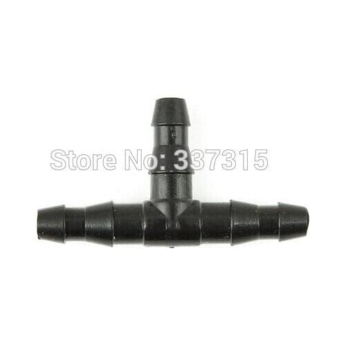 Free shippping 50pcs-pack 1/4 garden Tee barbed connector for a three direction layout of drippers Connector 4/7mm Tube