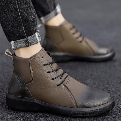 Mens Boots Casual Boots Work Winter Mens Shoes Men Leather For Cowboy Mens Footwear Casual Riding Home Chelsea Coturno