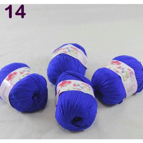 Color Optional 4 ballsX50g Cashmere Silk Velvet Children Hand Kintting Yarn 1814 Royal blue