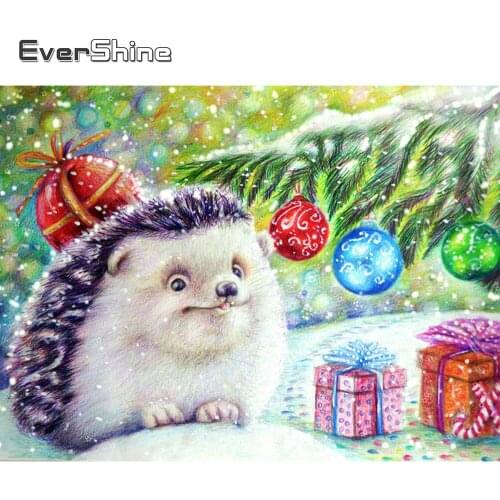 EverShine Diamond Painting Full Square Animals Cross Stitch Diamond Embroidery Hedgehog Picture Of Rhinestone Christmas Decor