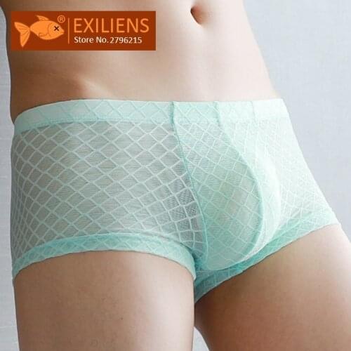 EXILIENS New Sexy Boxer Men Underwear Mens Boxers Male Bokserki Mesh Calzoncillo Cueca Masculina Gay Boxershorts Size M-2XL 0507