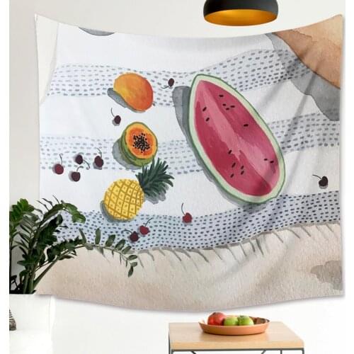 Ins Wind Cartoon Small Fresh Tapestry Green Plant Background Cloth Bohemian Wall Hanging Live Tapestry Mural