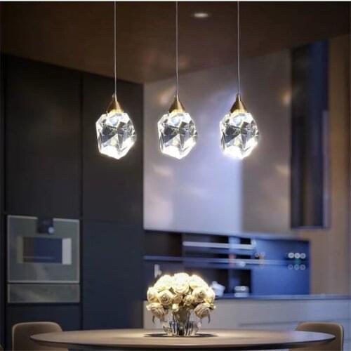 Crystal Pendant Lights Bedroom Led Full Brass Nordic Lamp Luminaire Suspension Decoration Salon Hanging Lamp 220V