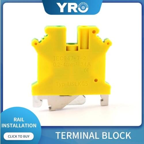 Din Rail Terminal Block USLKG-5N Connector Return Pull Type Spring Connection Screwless Copper Conductor