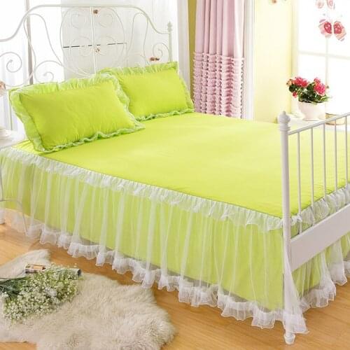Cilected Korean White Yarn Lace Cotton Bed Skirt Solid Color Ins Princess Style Bedspread Mattress Protection Cover Decoration