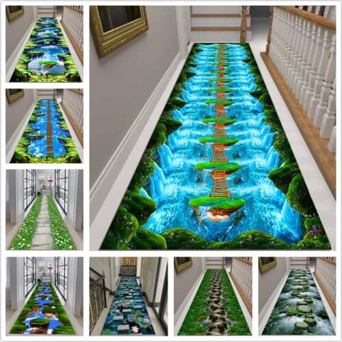 3D View Corridor Rug Soft Flannel Kitchen Balcony Bedroom Rugs Door Mat Home Decor Area Rug Carpets for Modern Living Room