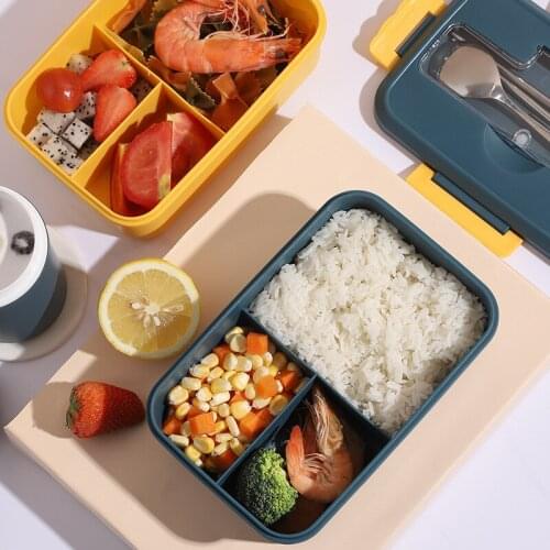 1000ml Wheat Straw Lunch Box with Chopsticks Spoon Portable Bento Boxes Outdoor Picnic Food Container