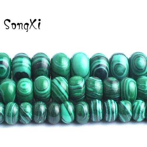 Malachite Rondelle Flat Round Loose Stone Beads Spacer 15 inches Size 6 8 10mm Bracelet Necklace Diy Earrings For Jewelry Making