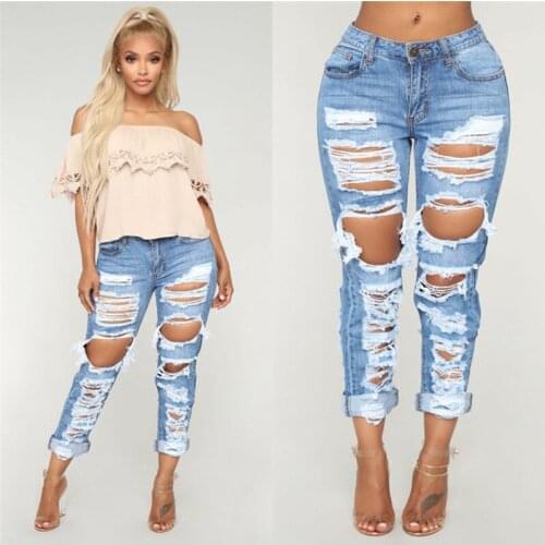 Fashion Womens Denim Jeans Casual Trendy Boyfriend Jeans Loose Long Pants Spring / Summer Womens Clothing S-2XL