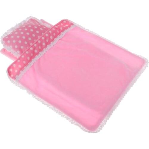 3pcs Pink Lace Design Doll Bedding Set for 25cm Mellchan Doll Bed Supplies Accessories