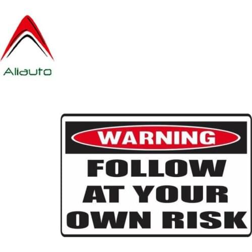 Aliauto Funny Car Sticker Personality Warning Follow At Your Own Risk Cover Scratch Decal Accessories PVC for Lada Kia,11cm*7cm