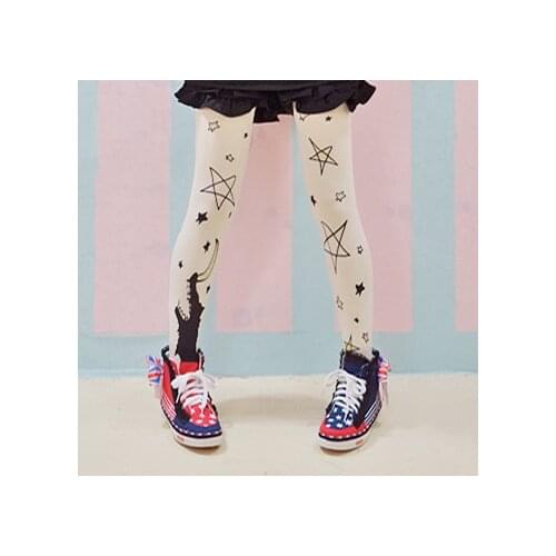 2016 new cosplay lolita cute tights stars and moon print tights castal print vintage tights Japan Japanese harajuku tights