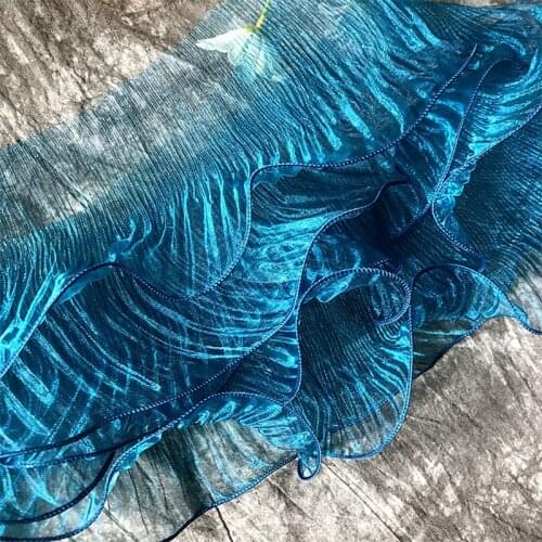 3D Organza Pleated Lace Trim Fabric Wave Large Lace DIY Dress Designer Dress Trimmings Sewing Craft
