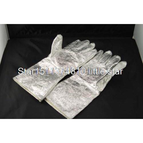 Five Fingers Aluminum Foil High Temperature Heater Resistant Gloves 1 Pair