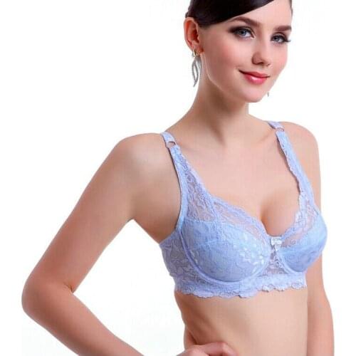 Full cup thin underwear sexy bra plus size 34-46 adjustable lace women big breast cover B C D cup big size lace bras C3306