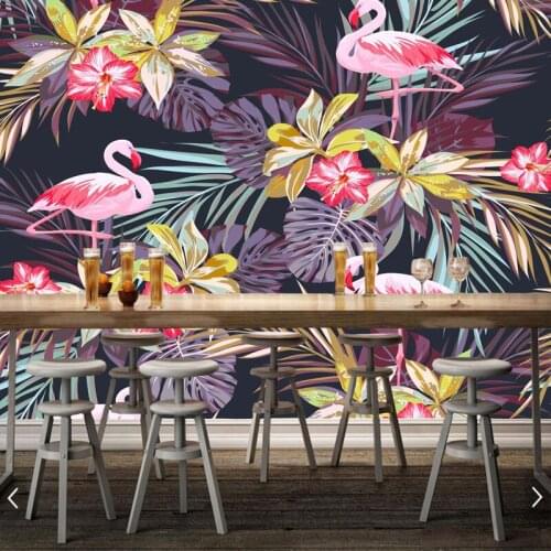 Custom floral wallpapers, plants and flamingos watercolor murals for living room bedroom sofa backdrop wall home decor wallpaper